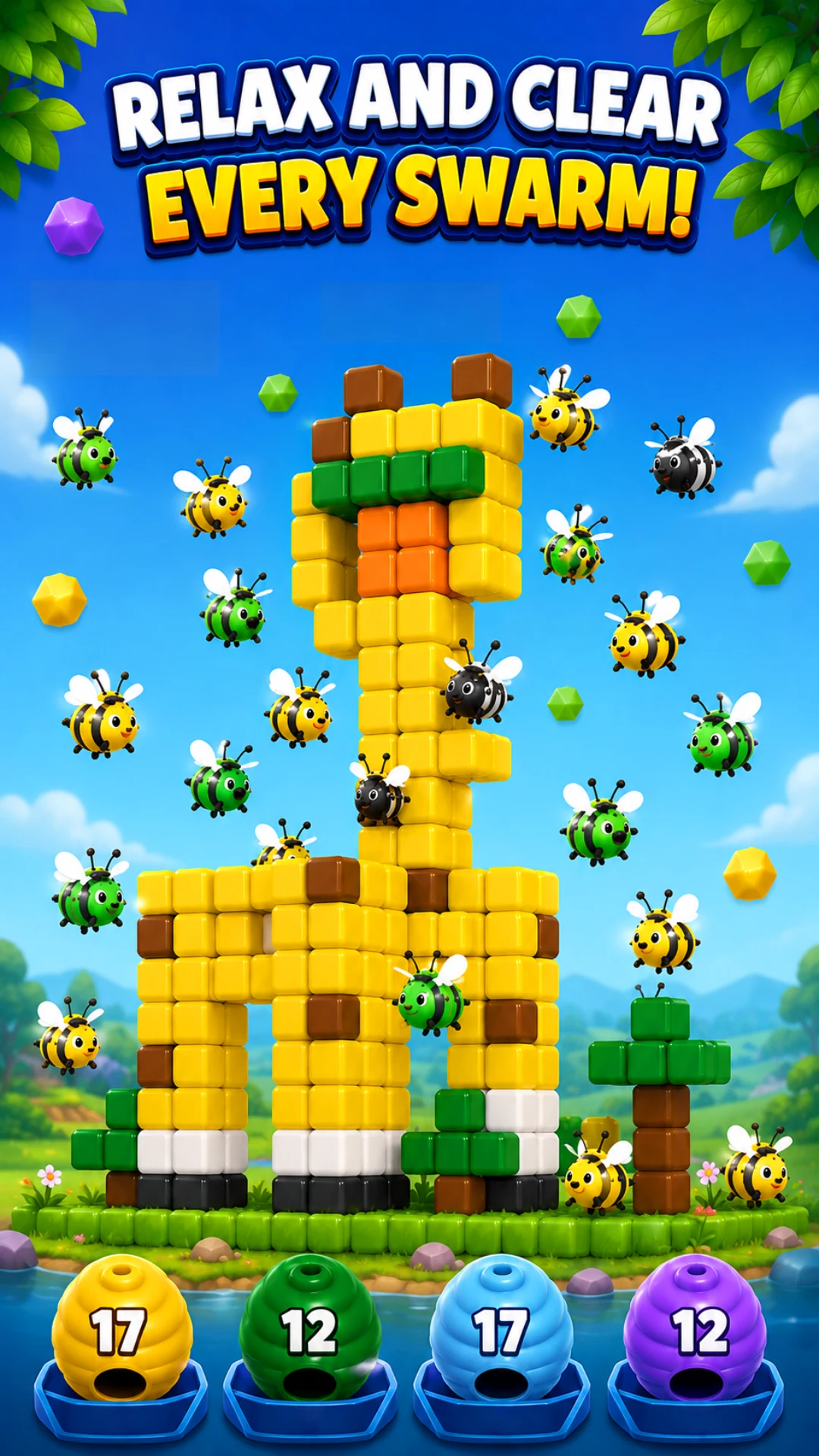 Bee Jam 3D: Voxel Puzzle screenshot